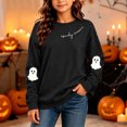 thumbnail image 6 of Atogsazn Children's Girls Halloween Sweatshirt Kids Casual Oversized Ghost Print Long Sleeve Sweaters Fall Winter Tops Black 12-13 Years Fashion, 6 of 9