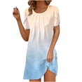 thumbnail image 1 of Puntoco Vestido De Verano Para Mujer, Informal, Estampado, De Playa, Manga Corta, Cuello Redondo, Suelto, Camiseta Sin Mangas, Vestido De Manga Corta Con Cuello Redondo, Color Beige L, 1 of 5
