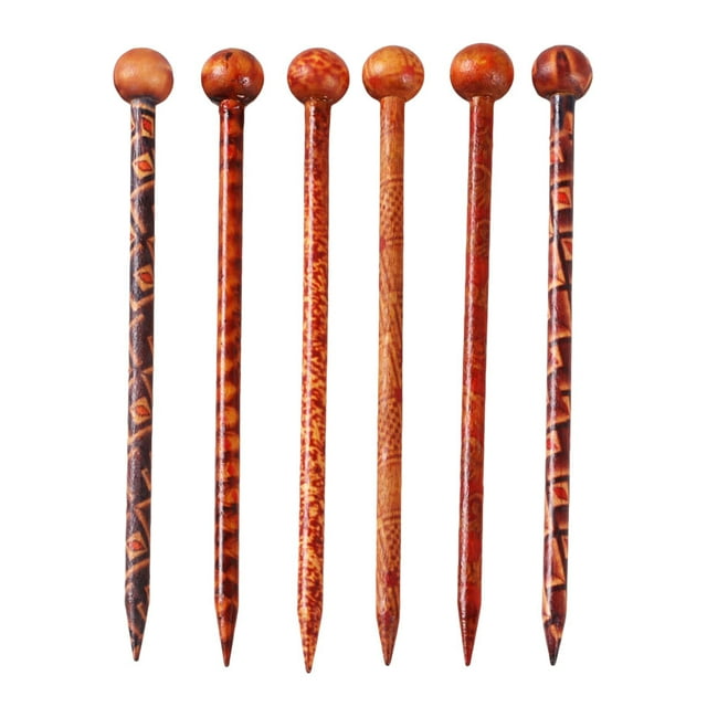 MasteelfCA 6 Pcs Épingle à Cheveux en Bois Rétro Style Ethnique Vintage (Couleur Aléatoire)