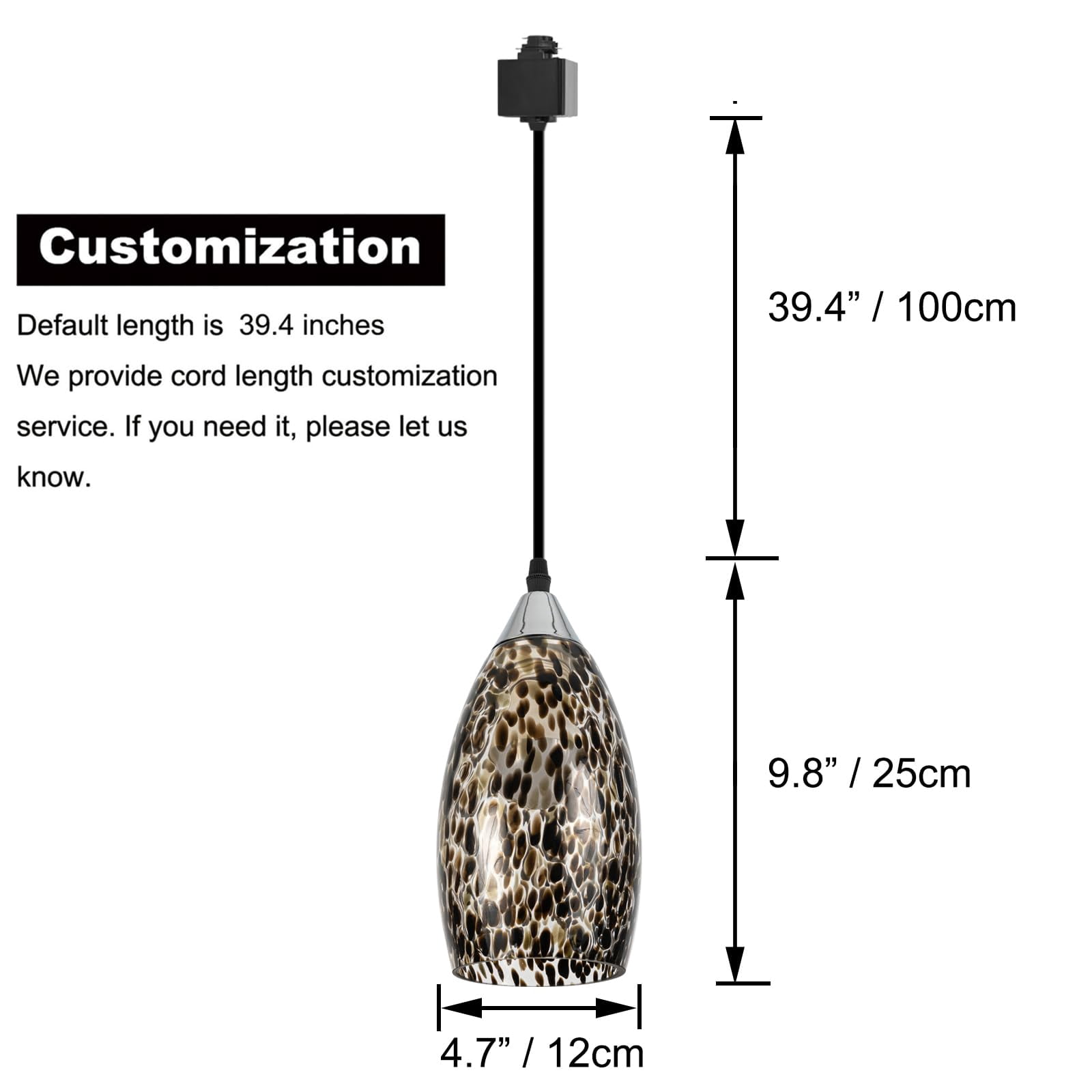 Kiven H-Type track lighting pendants,3-Light Modern h track pendant lights with Art Glass Lampsade,Decorative Track Lighting Fixture for Hallway Kitchen Island DZ0502