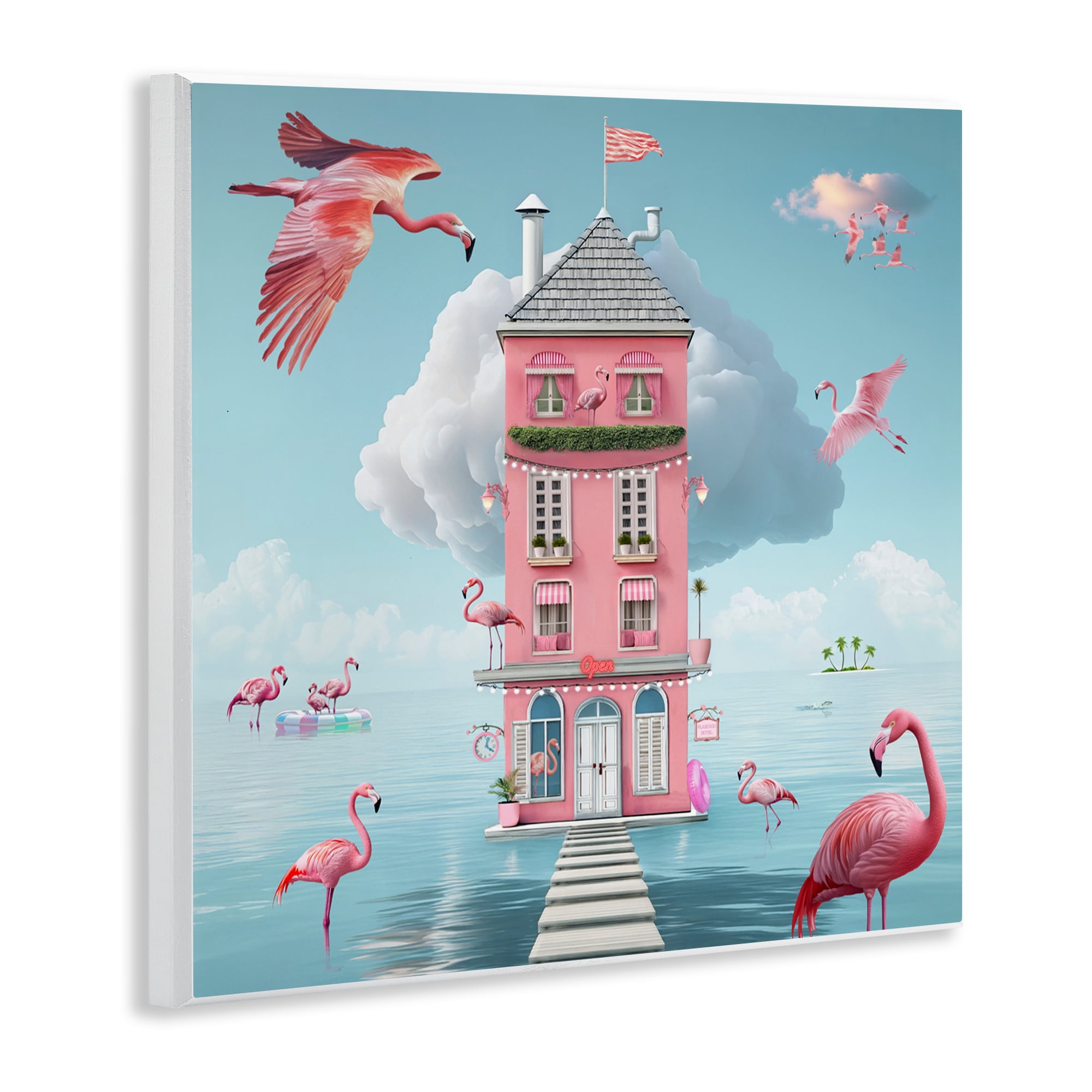 Flamingo Hotel on Water Wall Plaque Art, design by Lori Lea Studios