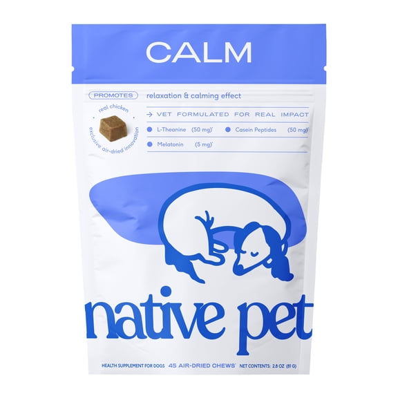 Native Pet Calm Chews Supplement for Dogs, Promotes Calming Effect & Reduced Hyperactivity, 45-Count Pack