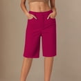 thumbnail image 2 of Bermuda Shorts for Women Knee Length Summer Casual Stretchy Straight Leg Business Casual Work Shorts with Pockets, 2 of 5