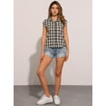 thumbnail image 3 of DARING DIVA Women's Summer Plaid Short Sleeves Button Down Shirts M Black White, 3 of 6