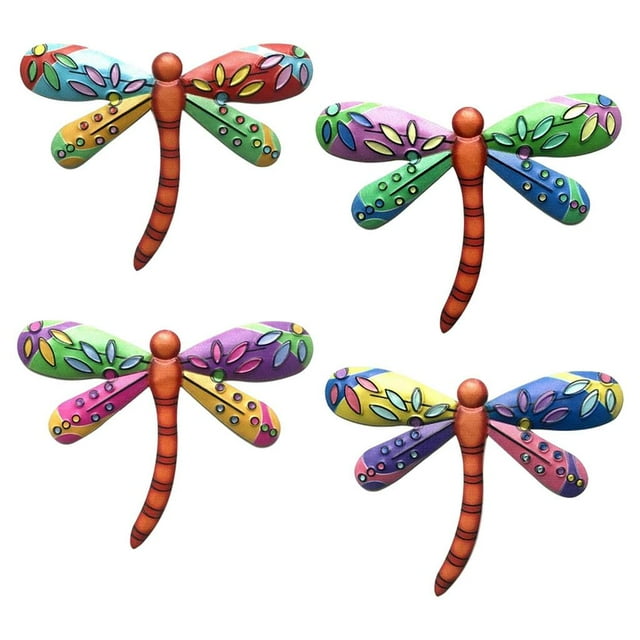 Paquete de 4 Piezas de Decoración de Pared de Jardín de Artesanal de Metal para Interiores, Arte en 3D, Decoraciones Colgantes Exteriores Par