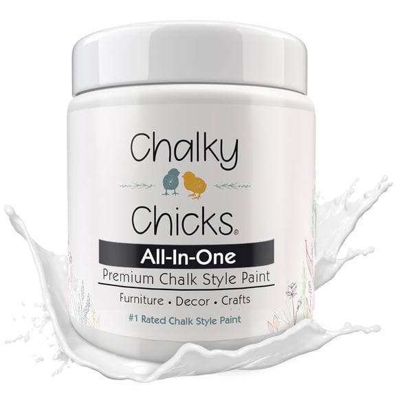 Chalky Chicks 8 Fl Oz Matte CottonTail White Chalk Paint for Furniture Without Sanding - No Prep Furniture Paint No Sanding All in One for Crafts, Wood, Cabinet, Walls, Metal, Dresser, Farmhouse