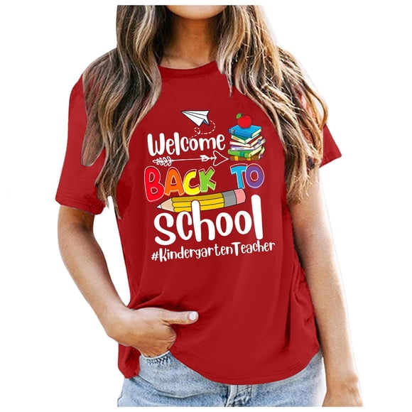 YDLCAFD Saison Scolaire Fête des Enseignants T-Shirt Décontracté Polyvalent à Lettres Imprimées T-Shirt T-Shirts Graphiques Femmes T-Shirts pour Femmes Grande Taille3TG T-Shirts Graphiques Drôles T-Shirts pour Femmes T-Shirts Doux
