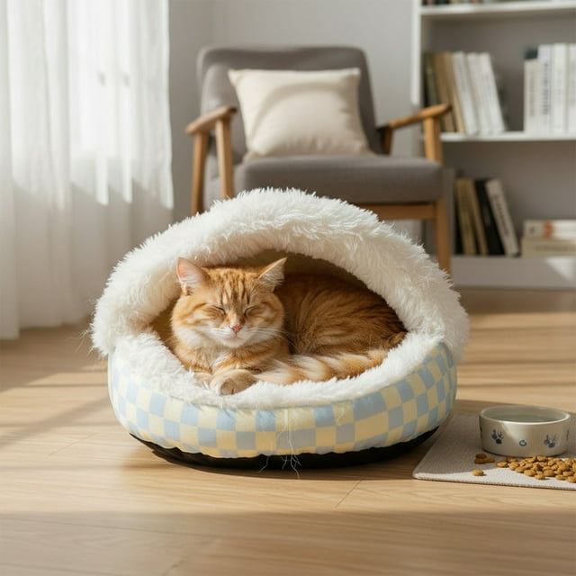 Caseta para perros plegable de interior, suave, cálida, con cojín para perros pequeños, medianos y grandes.