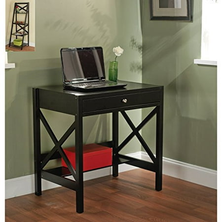 Simple Living - Best Choice Wooden Black Writing Desk with 1 Drawer and Shelf (Classic X