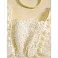 thumbnail image 5 of Bagilaanoe Newborn Summer Outfits Baby Girl Rompers Dress Ruffle Sleeveless Bodysuits + Headband 3M 6M 12M 18M 24M Infant Lace Patchwork A-line Dresses, 5 of 9