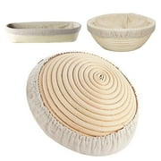 ODOMY Handmade Linen Round fermentation bread basket Natural rattan dough interlining