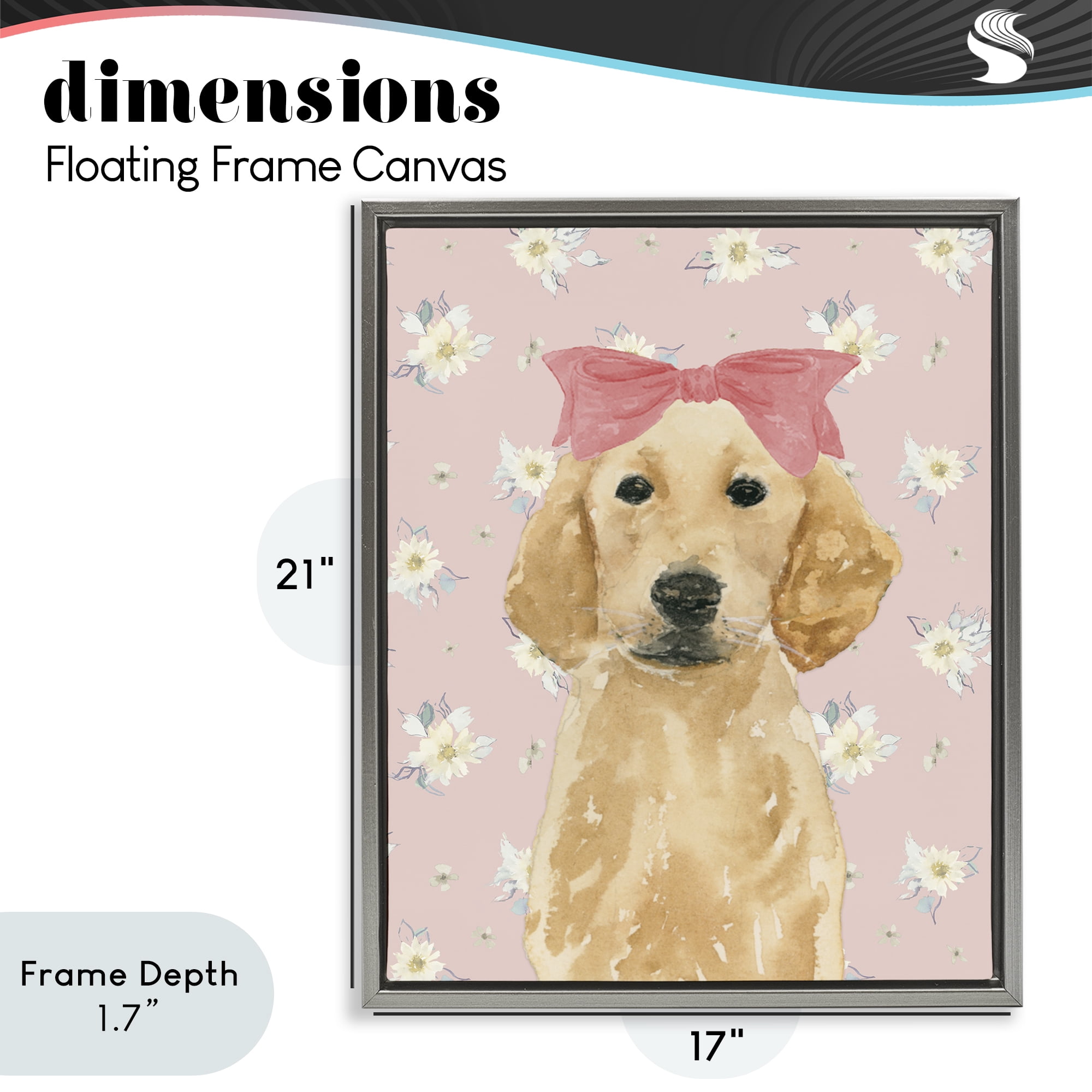 Stupell Industries Picture Ready Retriever Gray Framed Floater Canvas Wall Art, design by Lucille Price