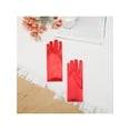 thumbnail image 5 of INSPIRE CHIC Solid Color Satin Full Finger Gloves Wrist Length Short Gloves for Women Red One Size, 5 of 6
