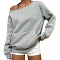 thumbnail image 3 of XINXIAOO Boatneck Sweatshirts for Women Trendy Pullover Tops Long Sleeves Vintage Spring Fall Tops, 3 of 7