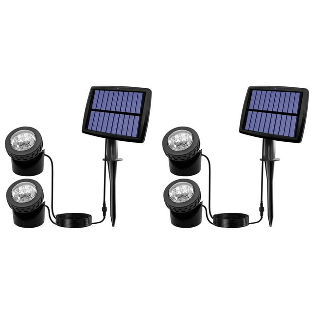 2X Solar Pond Spotlights, LED Solar Underwater Lights with Dual Waterproof Submarine Landscape Spotlight Lighting B