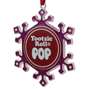 Northlight 3.5" Silver Plated Snowflake Tootsie Roll Pop Candy Logo Christmas Ornament - Pink/Red