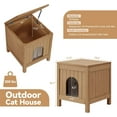 thumbnail image 6 of Insulated Outdoor Cat House, Weatherproof Outdoor Furniture Cat House, Poly Lumber Sturdy Cat Shelter for Outdoor Feral Cats with Openable Roof, Elevated Feet for Patio, Porch, Teak, 6 of 8