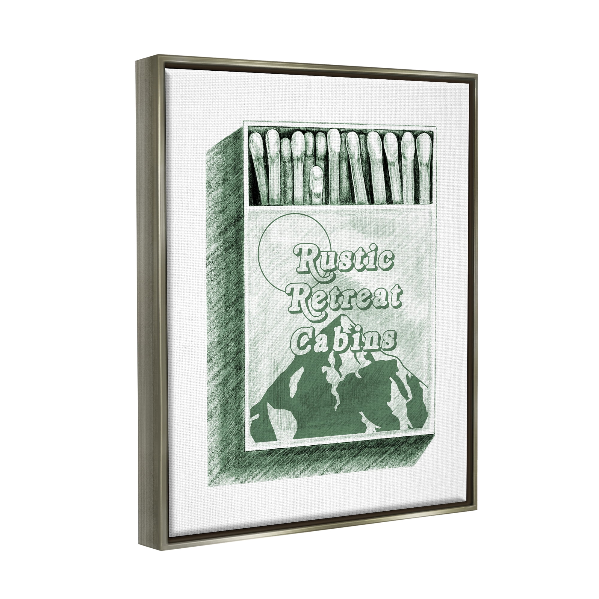 Stupell Industries Rustic Retreat Cabins Matchbook Landscape Painting Gray Floater Framed Art Print Wall Art