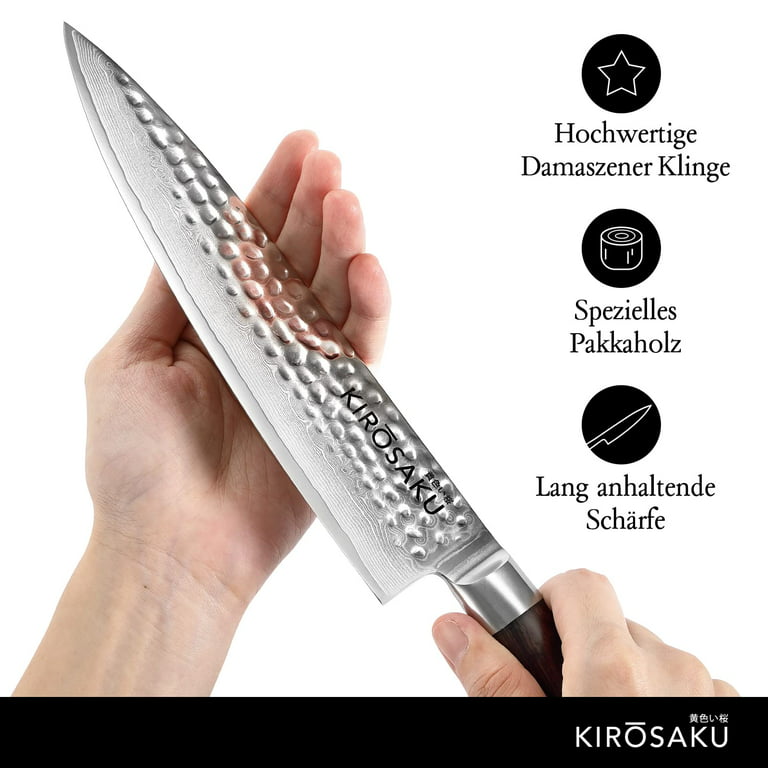 Kirosaku Premium Damascus Kitchen Knife 20cm - Extremely Sharp Kitchen  Knife Made
