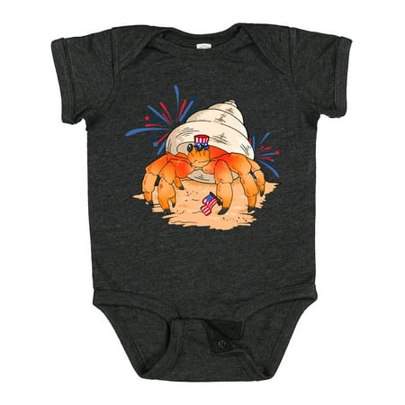 

Inktastic 4th of July Hermit Crab with Flag and Fireworks Gift Baby Boy or Baby Girl Bodysuit