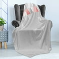 thumbnail image 4 of Abstract Soft Flannel Fleece Blanket, Geometric Triangles Polygonal Style Modern Symmetric Forms Art Pattern, Cozy Plush for Indoor and Outdoor Use, 60" x 80", Grey Coral Pale Pink, by Ambesonne, 4 of 5