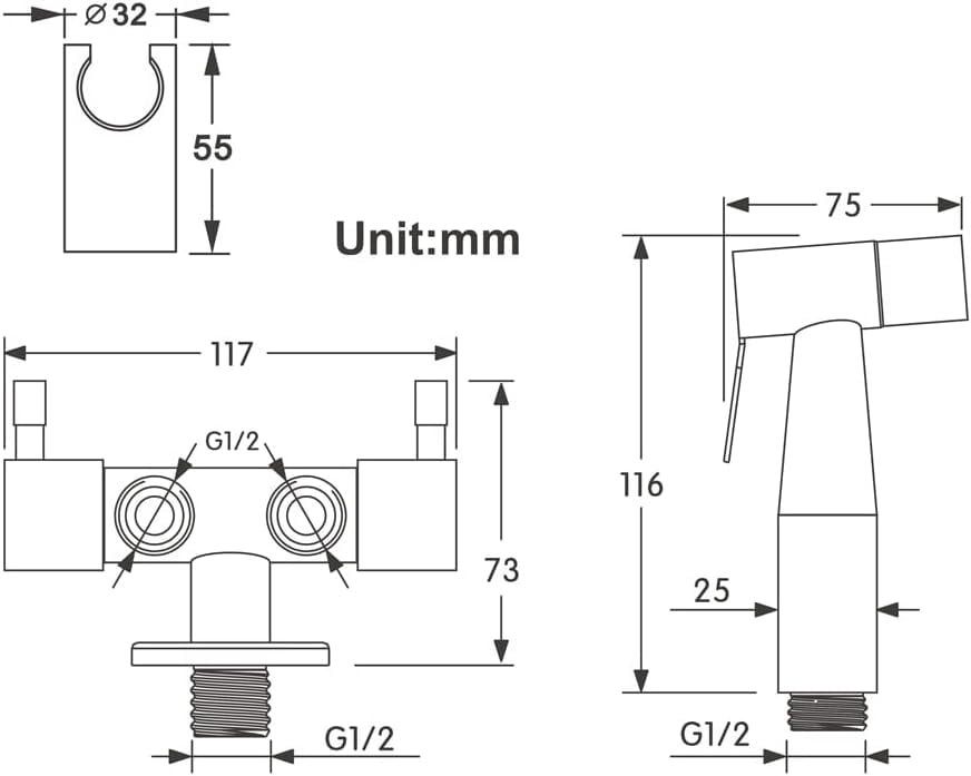 Cloth Diaper Sprayer Set for Toilet, Stainless Steel Bidet Sprayer for Toilet with Adjustable Water Pressure Control, Easy Install