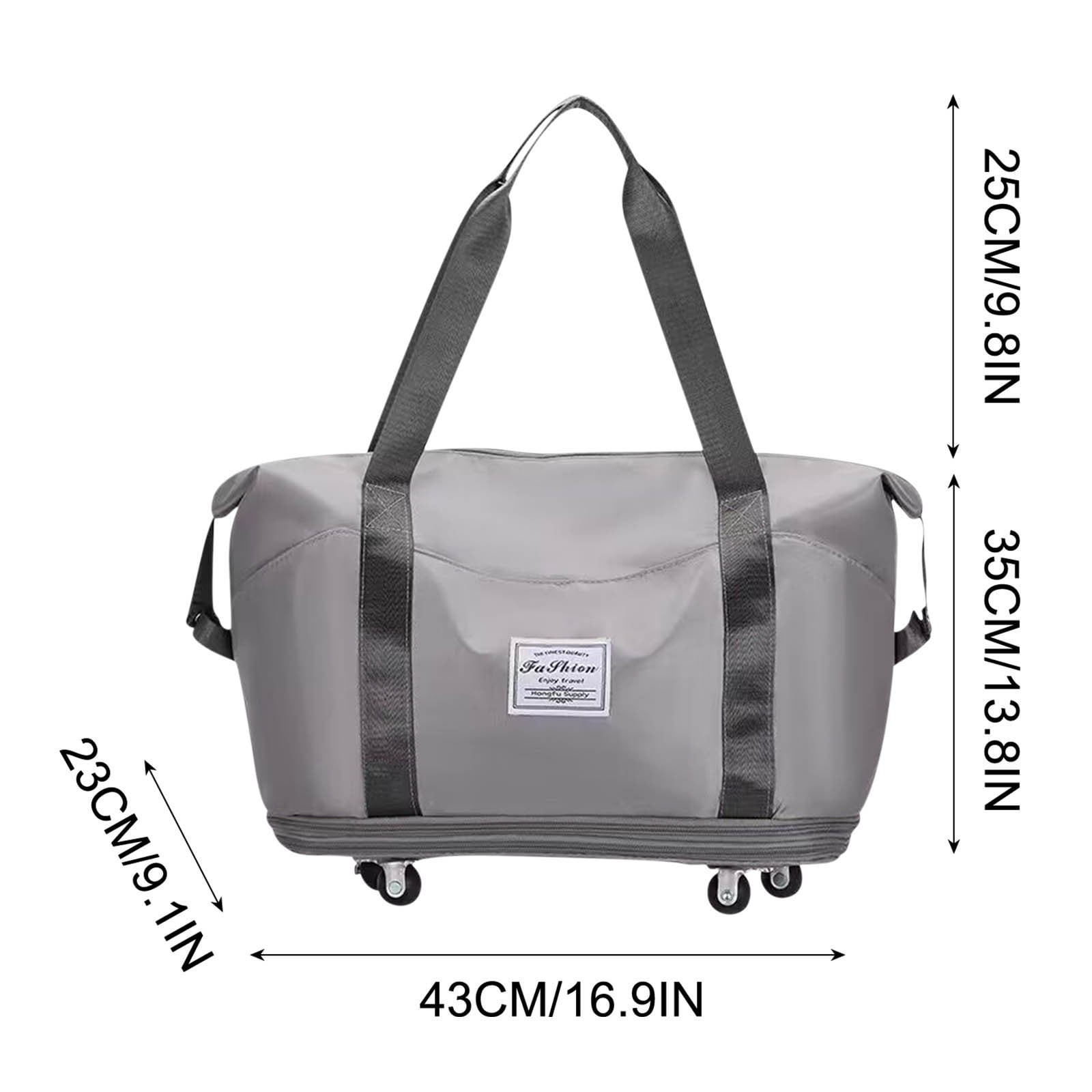 Tuvgenk Expandable Rolling Duffel Bag Foldable Lightweight Wet Dry Separation Travel Tote Bag for Gym Weekend Business Travel