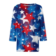 thumbnail image 5 of KDDYLITQ Womens United States 250th Anniversary Shirts 4th Of July American Flag Crew Neck Tops July 4th Usa Star Stripes Patriotic T-Shirts 250th Birthday Loose 3/4 Sleeve Blouses Sky Blue L, 5 of 6