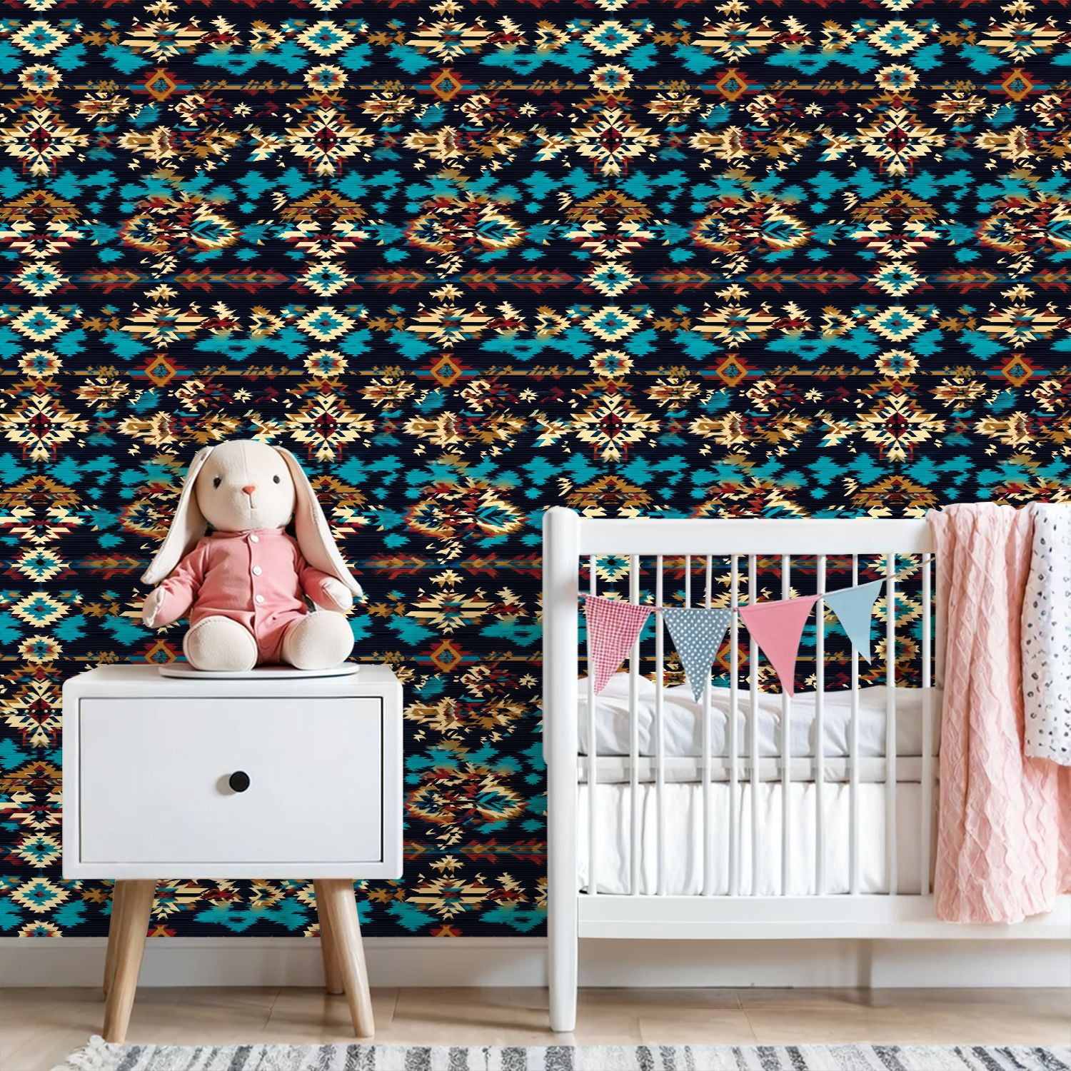 Peel and Stick Wallpaper Native American Southwest Aztec Navajo Tribal Wall Mural 23.6in x 9.8ft Self Adhesive Removable Wall Paper Renter Friendly Wallpaper for Bedroom Bathroom