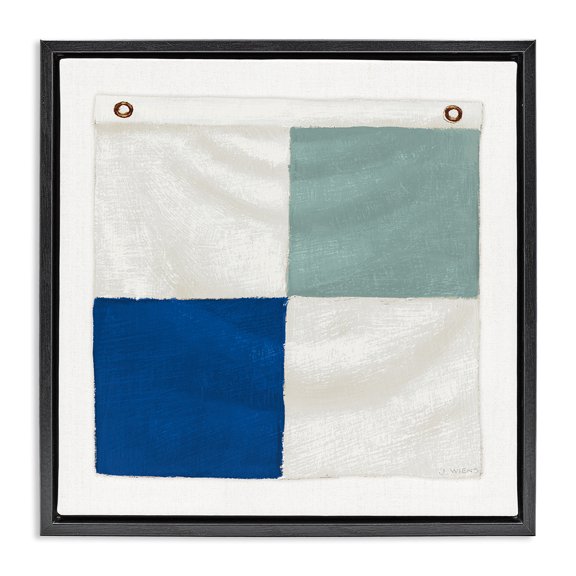 Stupell Industries Checkered Boat Flag Nautical & Beach Painting Black Floater Framed Canvas Art Print Wall Art, 18 x 18