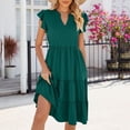 thumbnail image 5 of Women Casual Fashion Solid Color V Neck Short Sleeve Shirt Dress Women Casual Summer Short Casual Dress Dresses for Young Women Loose Dress for Women Summer Wrap Dress Dresses for Women Casual Long, 5 of 5