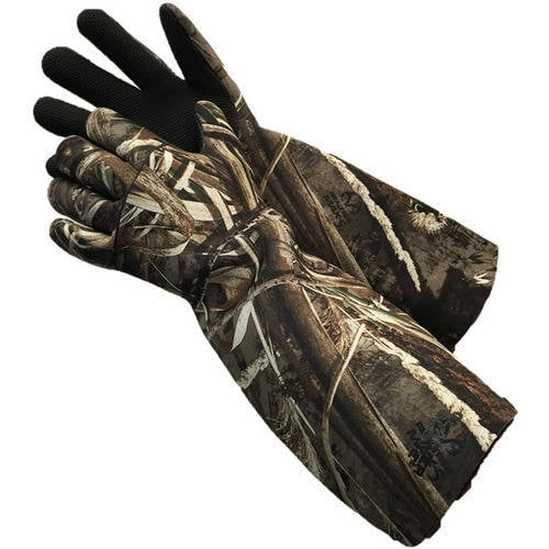 18 INCH BLACK ELBOW LENGTH GAUNTLET GLOVES WITH FABRIC LINER TRAPPING FARM 