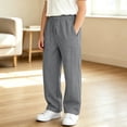 thumbnail image 2 of CONROSES Kids Boys Casual Pants Wide Leg Baggy Pant for Child Solid Elastic Waist Cozy Fall Winter Jogger Trousers with Pockets, 2 of 8
