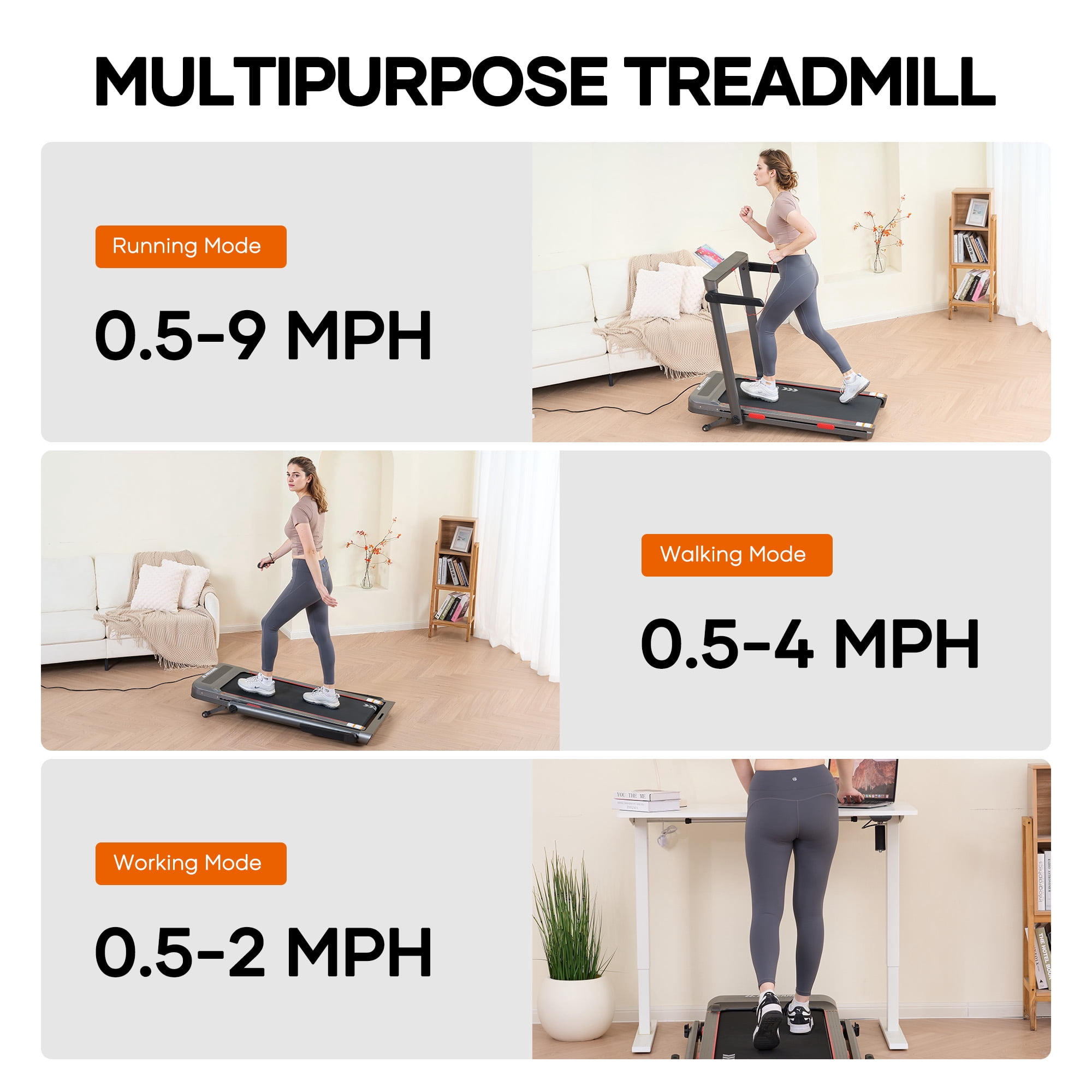 MaxKare Auto Incline 2-in-1 Walking Pad Treadmill 3.0HP with 26" LED Touch Screen and Remote, Foldable Treadmill with Bluetooth and Video Game, 286lbs