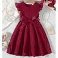 thumbnail image 6 of Girls Lace Dress with Puff Sleeves Front Zipper Elegant Summer Casual Party Toddlers Clothes, 6 of 7