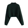 thumbnail image 4 of GDREDA Womens Sweaters Fall 2024 Long Lantern Sleeve Oversized Sweater Casual Crewneck Loose Ribbed Knit Pullover Tops Dark Green,M, 4 of 4