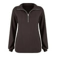 thumbnail image 4 of BODOAO Women Tops Quarter Zip Fall Winter Spring Tunic Casual Oversized Sweatshirt Knit Long Sleeve Lapel Half Zip Sweatshits Loose Waffle Knitted Pullover Sweatshirt V Neck Fall Outfit 2025 Coffee M, 4 of 8