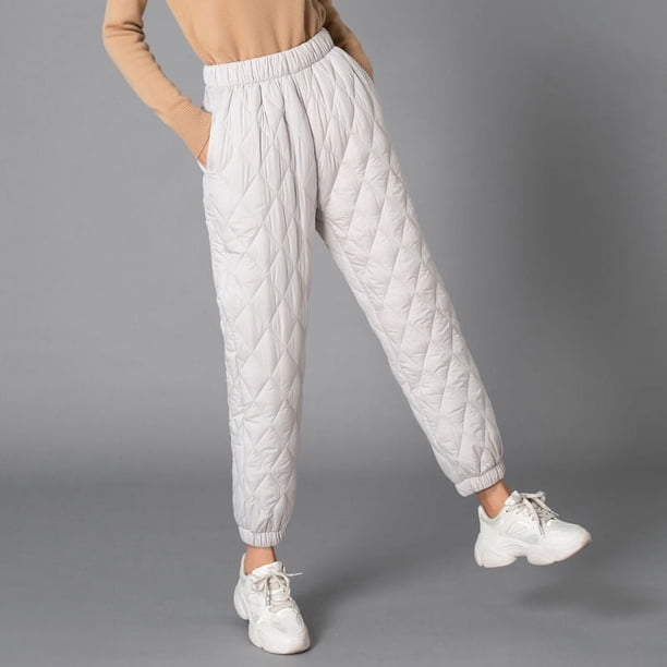 Pantalones anchos de algodón para mujer, otoño e invierno, pantalones gruesos y cálidos para mujeres de mediana edad y mayores, pantalones casuales de algodón rectos de talla grande para