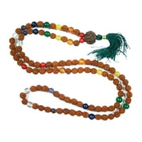 Mogul 7 Chakra Healing Stone Necklace Reiki Energy Rudraksha Malabeads Yoga Jewelry