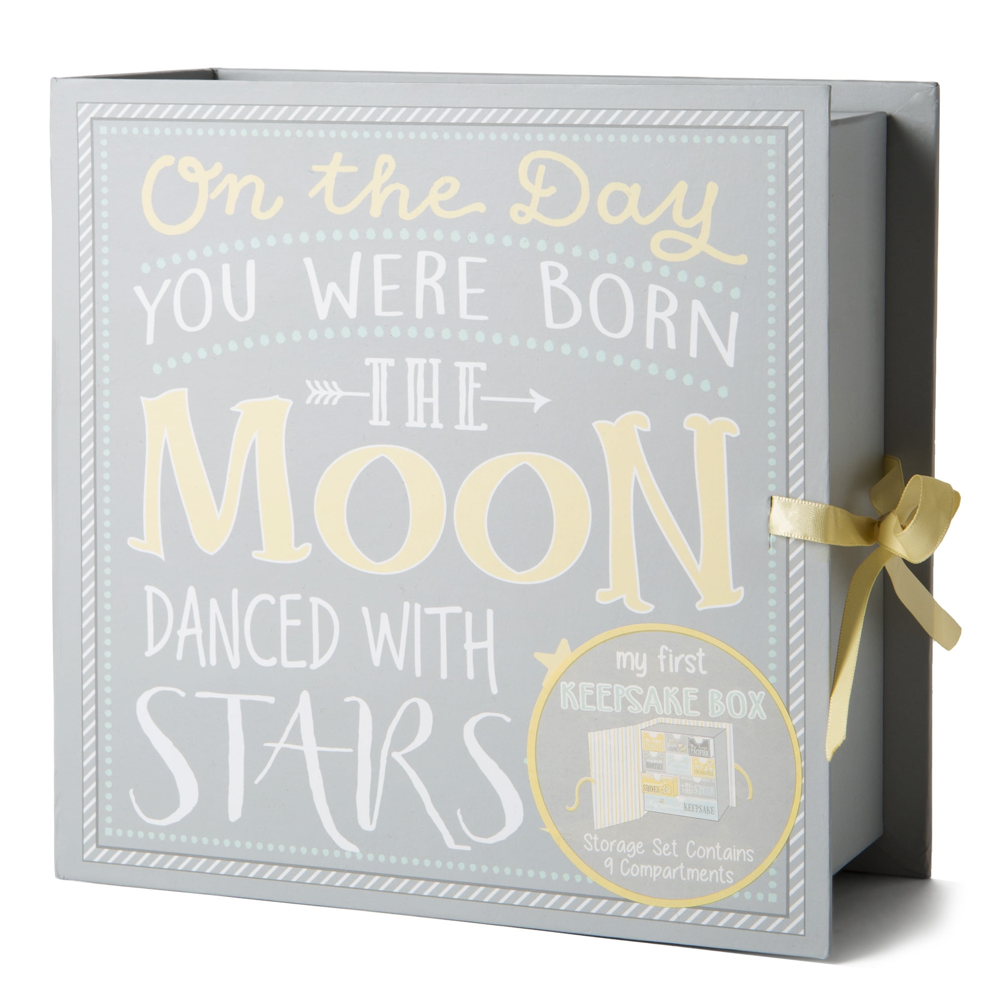 Perfect Gift for New Parents Gray/Yellow/Aqua Tiny Ideas Photo Sharing Keepsake Age Blocks 