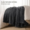 thumbnail image 3 of PHF Lightweight Twin Size Fleece Blanket, Contemporary Flannel Fleece 3D Jacquard Aesthetic Fluffy Blanket, No Shedding, No Pilling, 66" x 90", Dark Grey, 3 of 10
