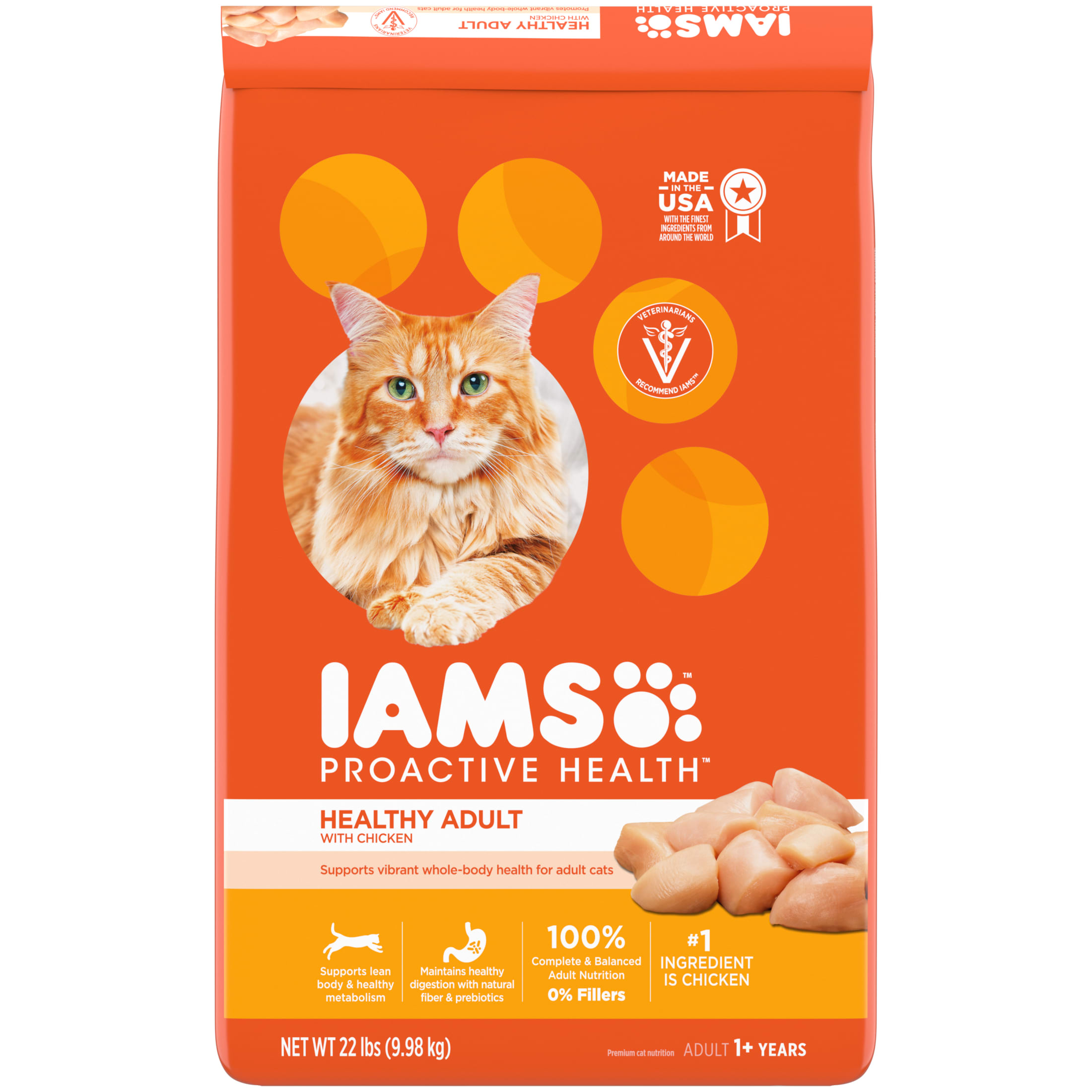 Iams Proactive Health Chicken Flavor Dry Cat Food, 22 Lb Bag