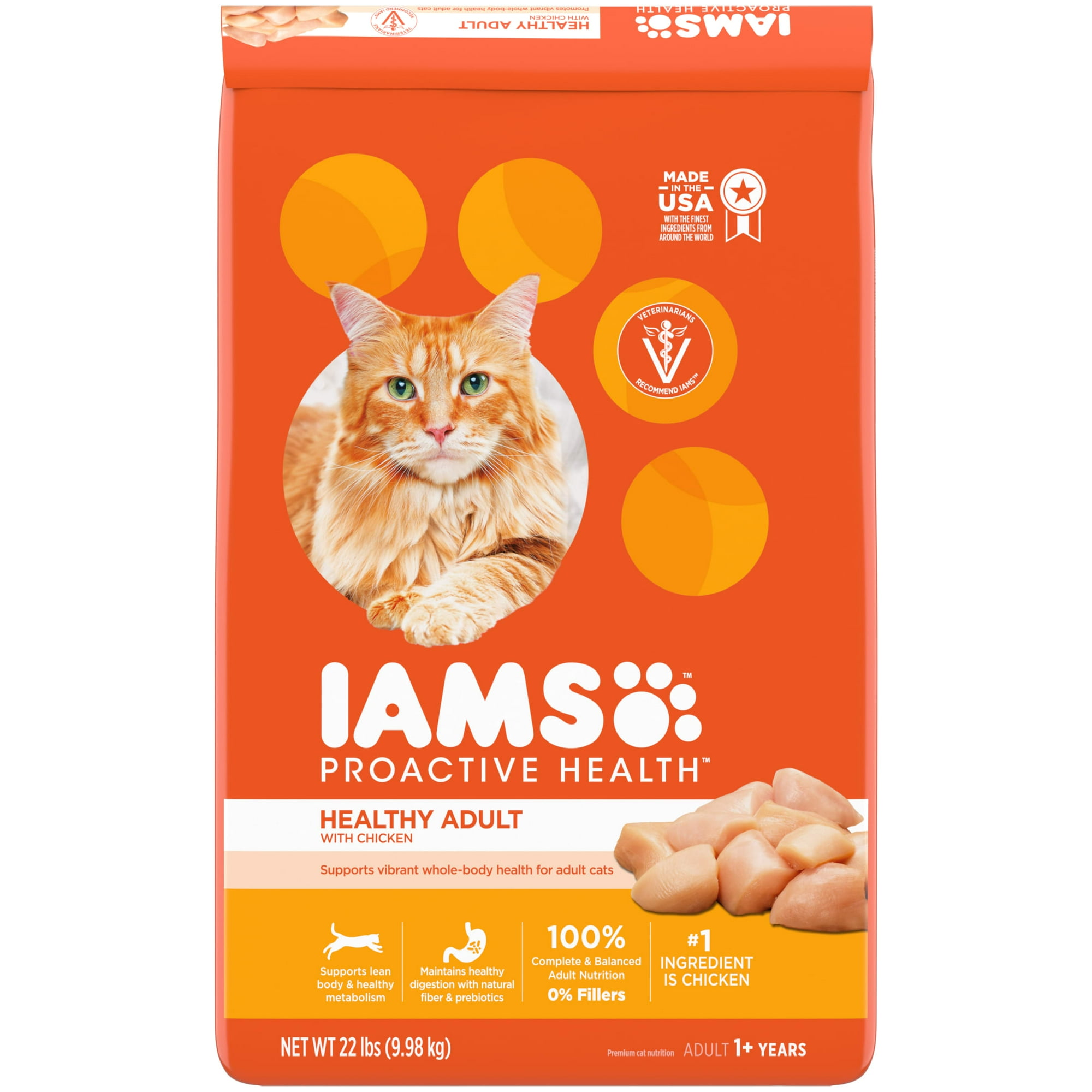 Iams Proactive Health Dry Cat Food, Chicken Flavor, 22 lb Bag