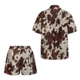 thumbnail image 5 of Xoenoiee Brown Cow Print Women 2 Piece Outfits Half Sleeve Blouse and Shorts Sweatsuit Sets Resort Wear for Beach Vacation Party, XL, 5 of 7