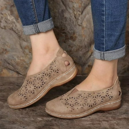 

Kayannuo Shoes for Women Fall Clearance Women s Vintage Shoes Hollow Wedge Heel Ladies Casual Roman Sandals