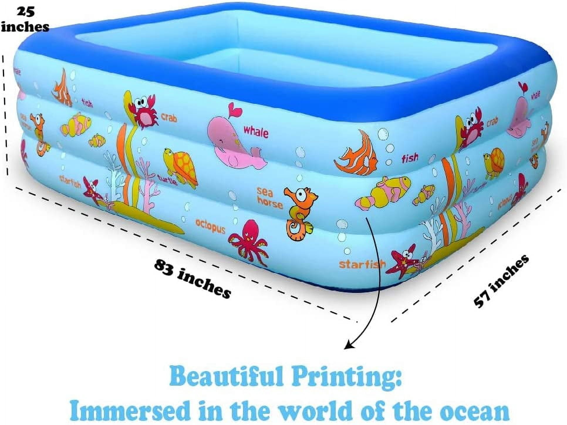 Inflatable Swimming Pool, Family Kiddie Pool, Full-Sized Inflatable Pool for Kids and Adults, Blow Up Lounge Pool for Backyard, Garden, Outdoor, Party