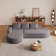 thumbnail image 5 of 109" Modern Modular Curved L-Shaped Sofa, Chenille Upholstered Sectional Couch Set with 3 Pillows,Free Combination Sofa for Living Room,Grey, 5 of 12