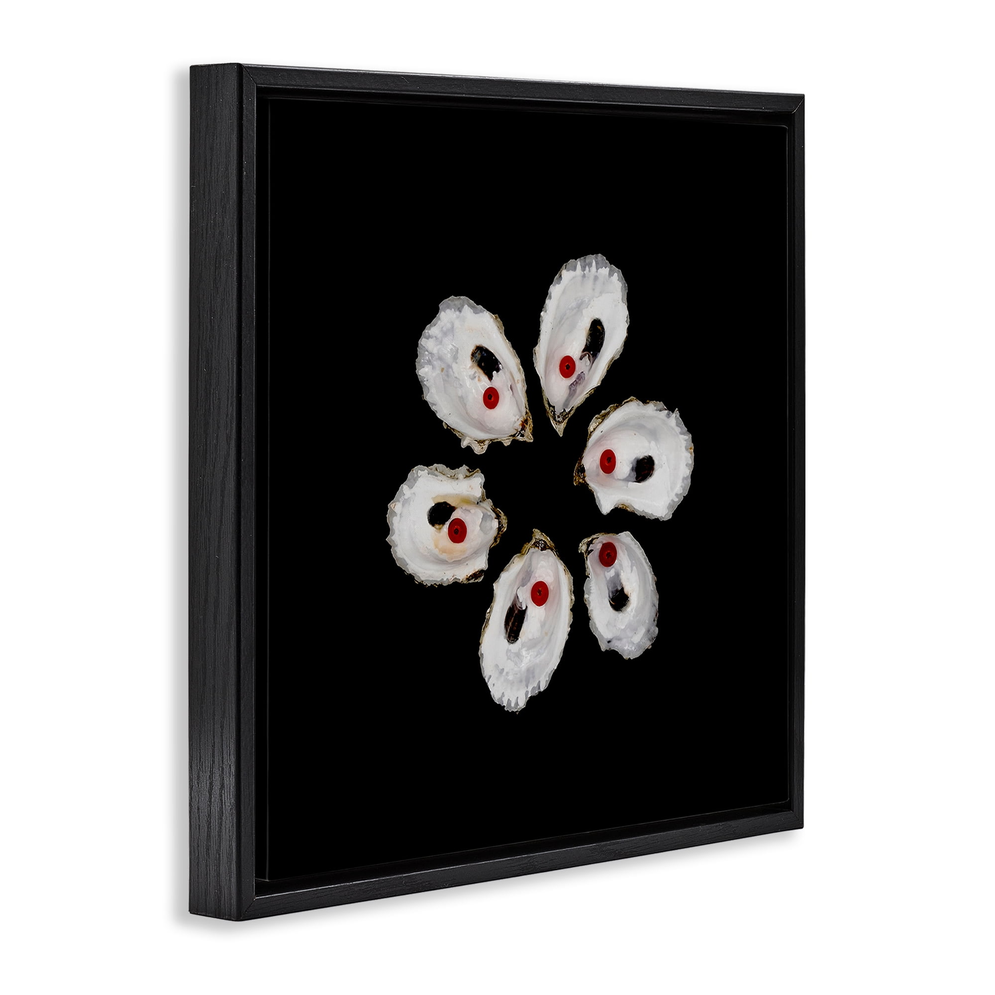 Stupell Industries Oyster Shells Symmetry Black Framed Floater Canvas Wall Art, design by Beth Adoette
