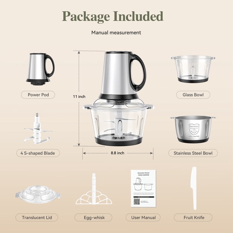TINANA Electric Food Chopper with Dual Bowls photo 2