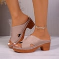 thumbnail image 3 of Rokment Orthopedic Mules Dressy Sandals for Women Ladies Summer Fashion Casual Leather Open Toe Platform Chunky Block High Heels Comfortable Arch Support Walking Dress Slip on Slides Khaki Size 6.5, 3 of 6